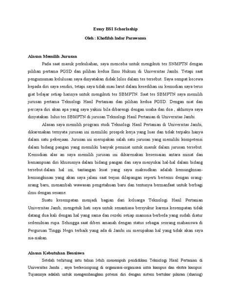 Contoh Essay Beasiswa