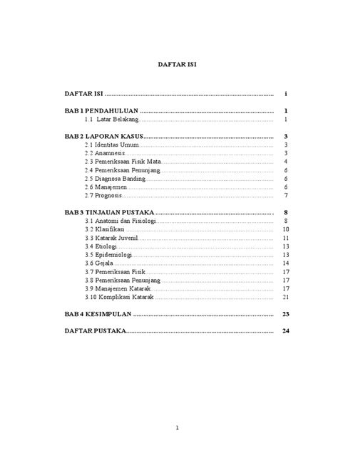 Contoh Format Daftar Isi Laporan Indonesia