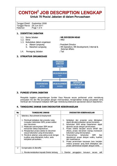 Contoh Format Job Description Karyawan