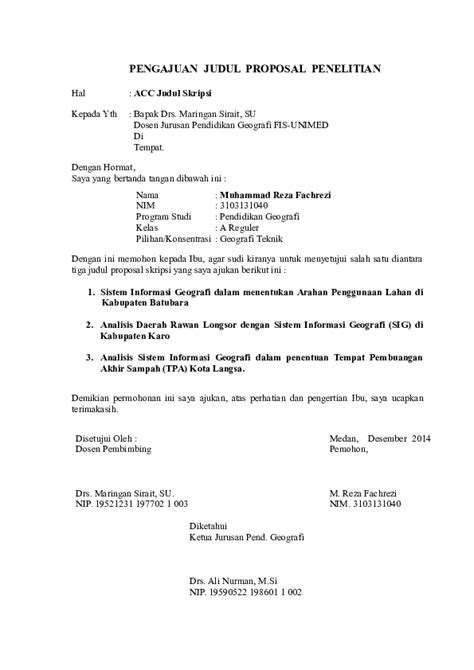 Contoh Format Pengajuan Judul Proposal