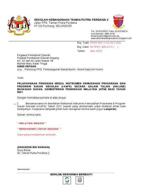 Contoh Format Surat Rasmi Terkini