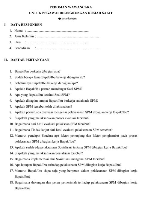 Contoh Format Wawancara Penelitian