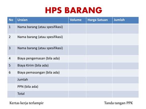 Contoh Hps Pengadaan Barang