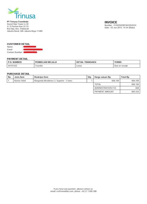 Contoh Invoice Hotel & Cara Pembuatan Mudah