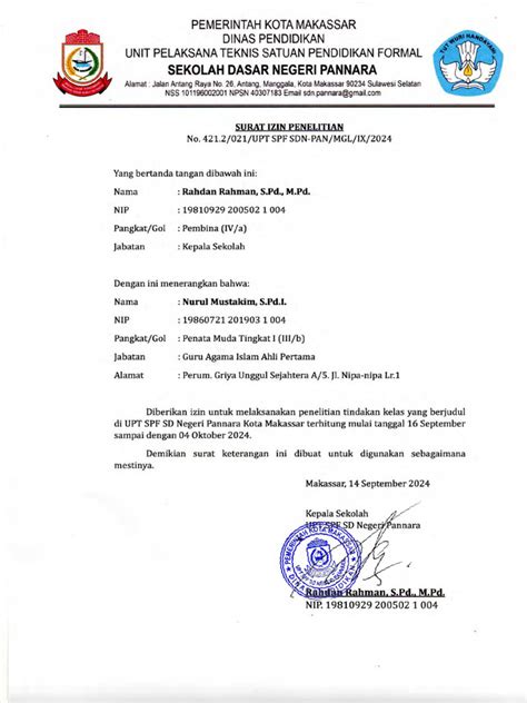 Contoh Izin Penelitian