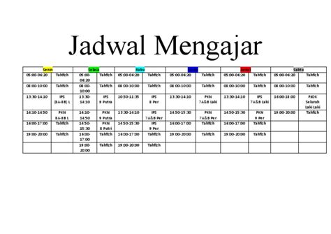 Contoh Jadwal Mengajar