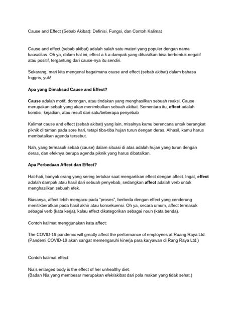 Contoh Judul Cause And Effect