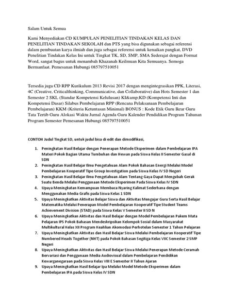 Contoh Judul Ptk Ipa