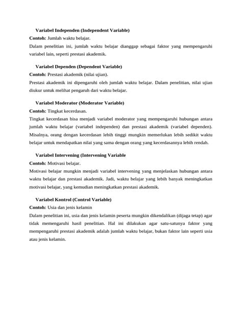 Contoh Judul Variable Deppendent