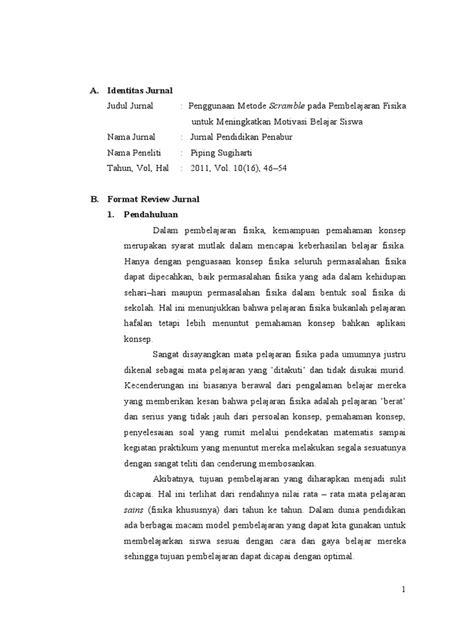 Contoh Jurnal Action Research