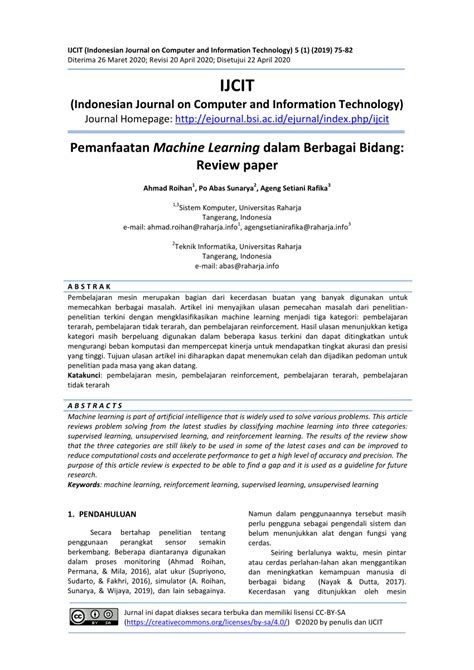 Contoh Jurnal Machine Learning