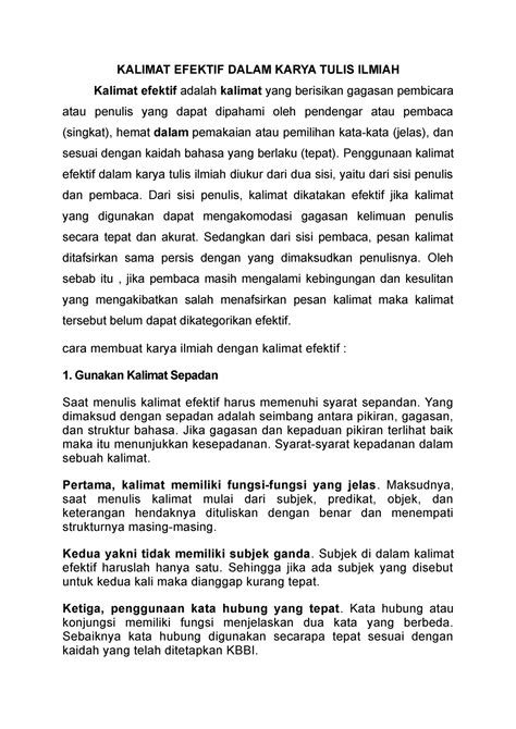 Contoh Kalimat Ilmiah