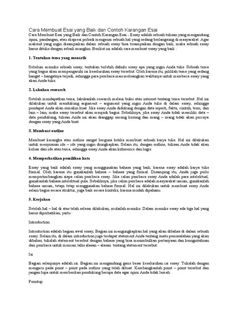 Contoh Karangan Esai