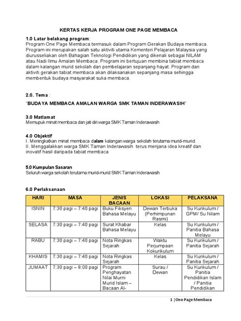 Contoh Kertas Kerja Program Membaca: Tingkatkan Kemahiran Membaca Anak Anda!