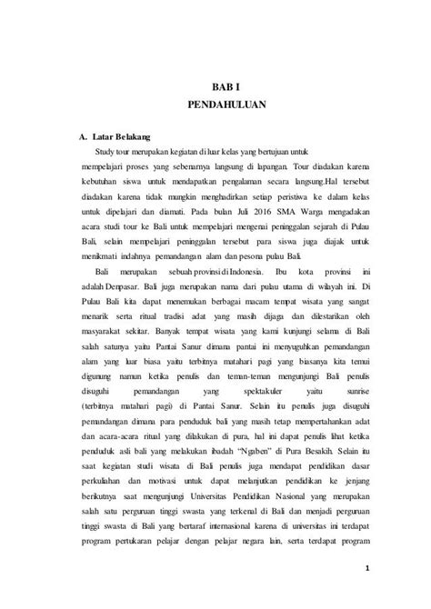 Contoh Latar Belakang Study Tour