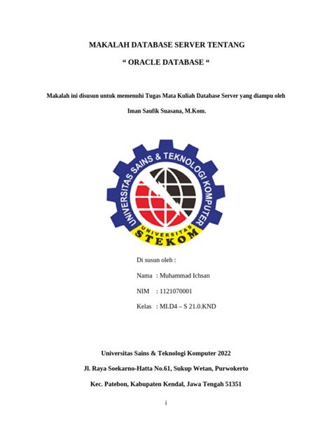 Contoh Makalah Database Dan Oracle
