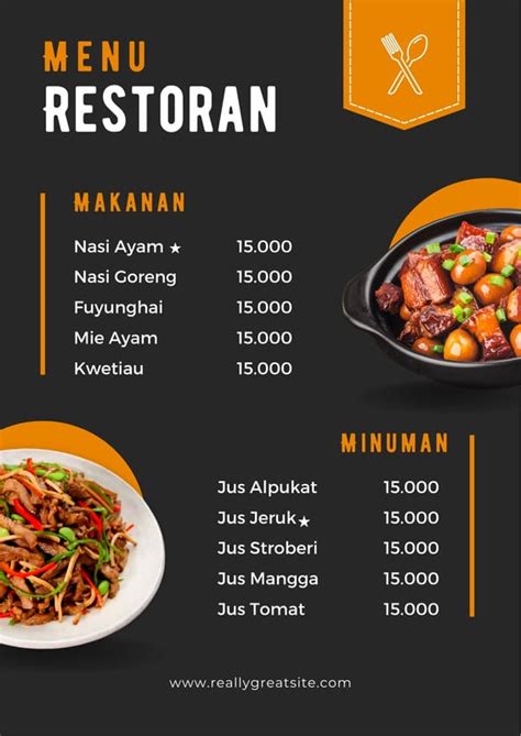 Contoh Menu Restoran
