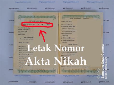 Contoh Nomor Akta Nikah
