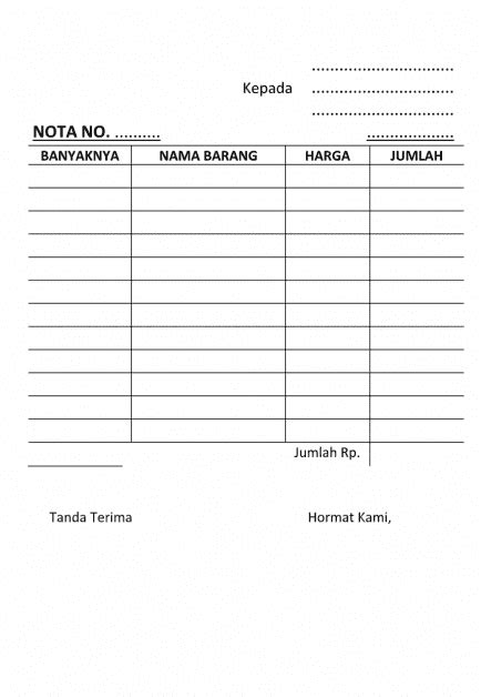 Contoh Nota Kosongan