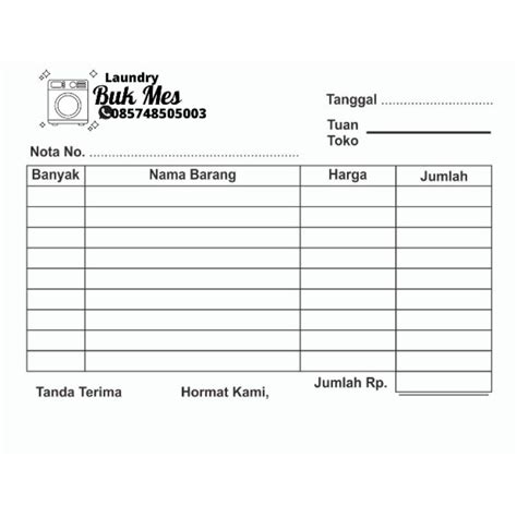Contoh Nota Toko Kue