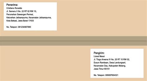 Contoh Pengiriman Paket