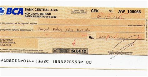 Contoh Penulisan Cek