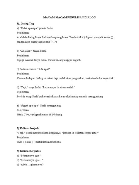 Contoh Penulisan Frase Dialog Tag