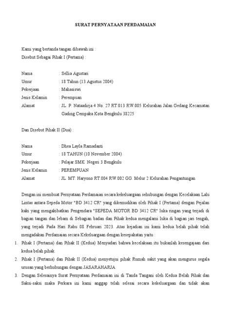 Contoh Perdamaian