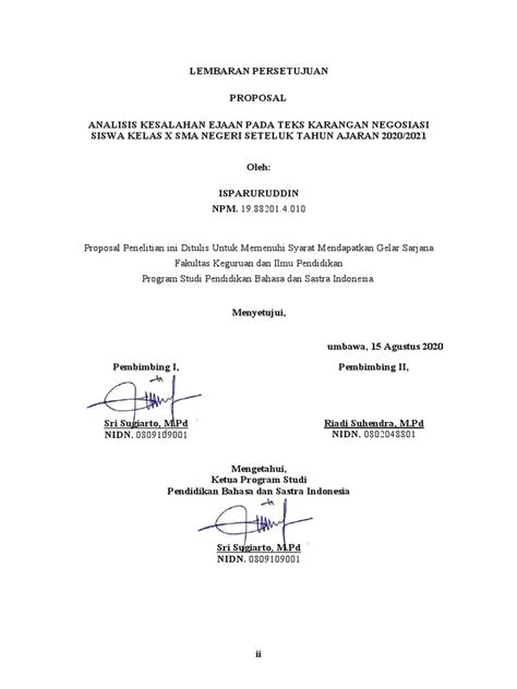 Contoh Persetujuan Proposal