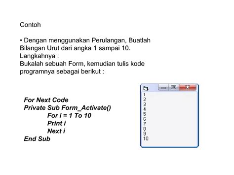 Contoh Program Perulangan Visual Basic