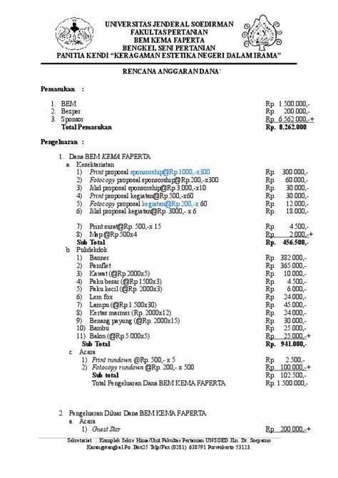 Contoh Proposal Anggaran Negara