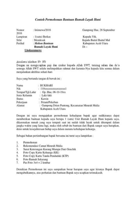 Contoh Proposal Bantuan Rumah