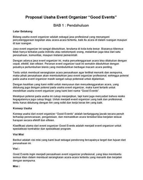 Contoh Proposal Bisnis Event Organizer