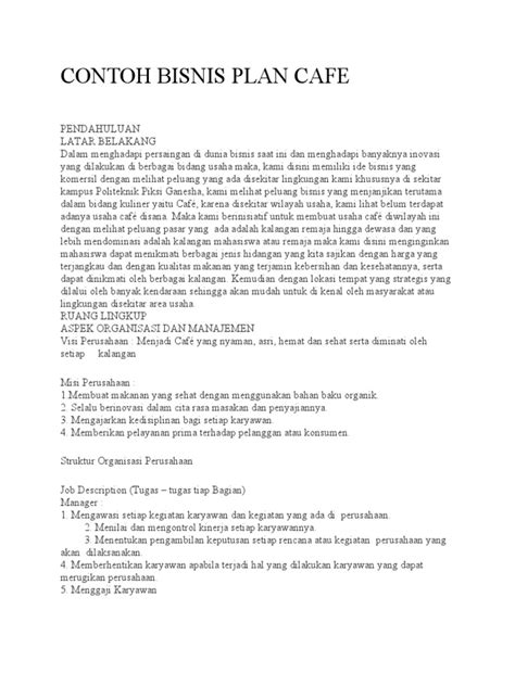 Contoh Proposal Bisnis Plan Cafe Pdf
