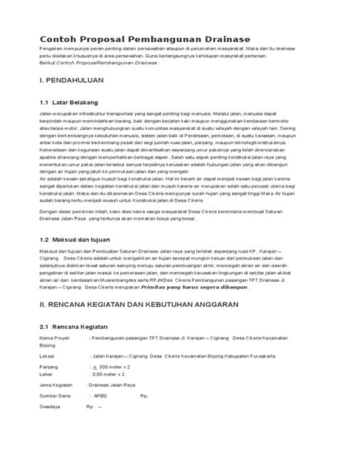 Contoh Proposal Drainase Desa