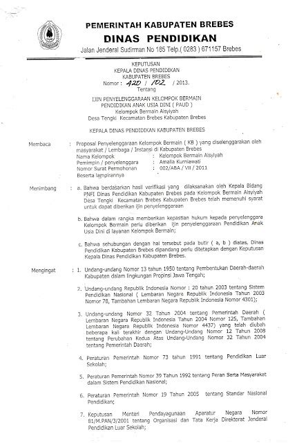 Contoh Proposal Ijin Operasional Paud