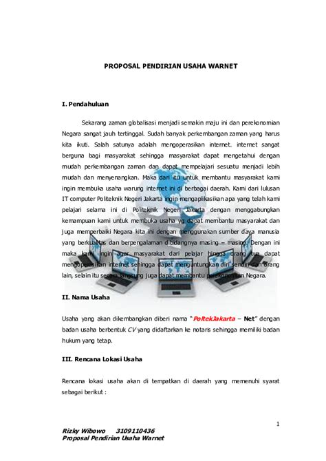 Contoh Proposal Pembuatan Warnet