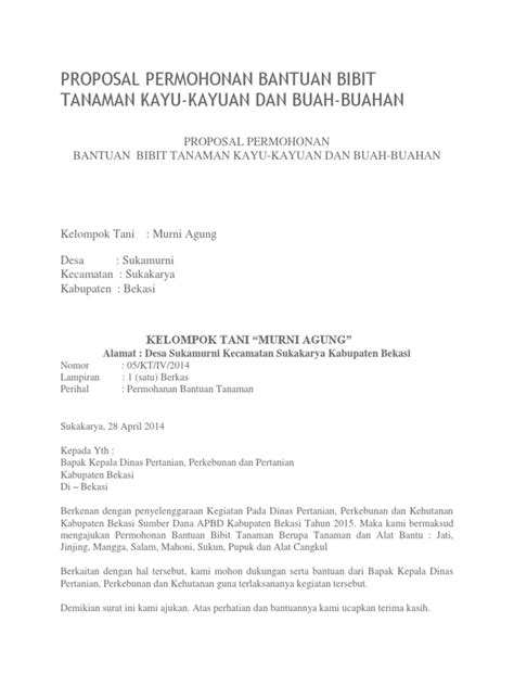 Contoh Proposal Permohonan Bibit Pohon