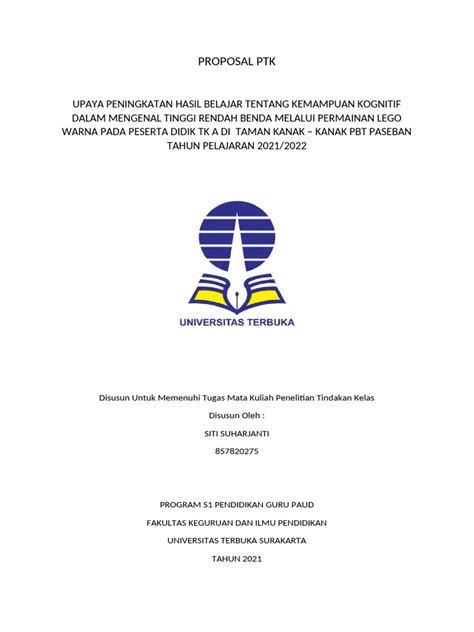 Contoh Proposal Ptk Sederhana