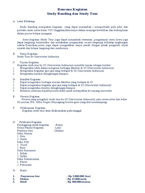 Contoh Proposal Study Tour Ke Monas