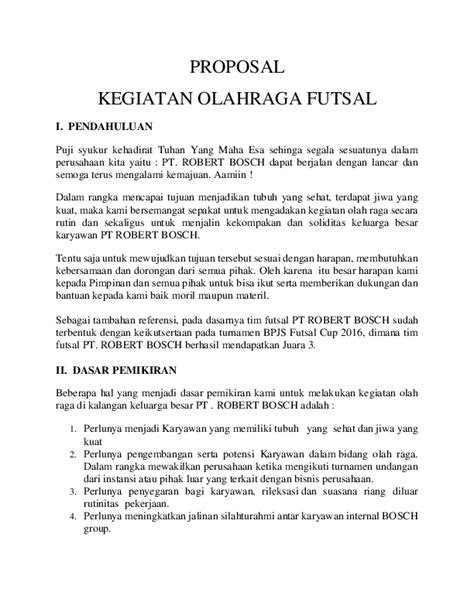 Contoh Proposal Tentang Futsal