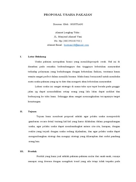 Contoh Proposal Usaha Distro Pakaian