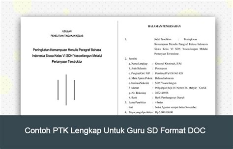 Contoh Ptk Guru Sd