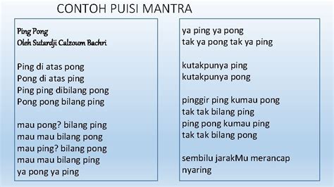 Contoh Puisi Rakyat Mantra