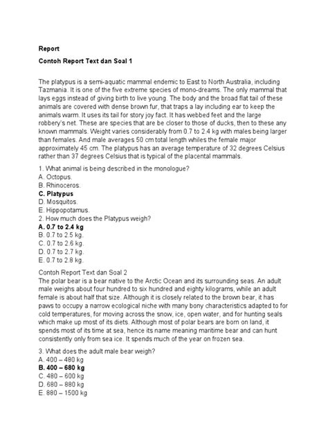 Contoh Report Text Dan Soal