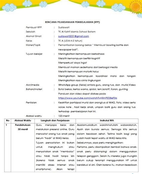 Contoh Rpp Untuk Paud