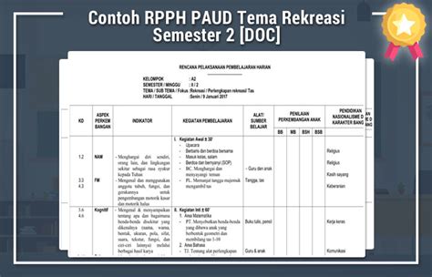 Contoh Rpph Paud Semester 2