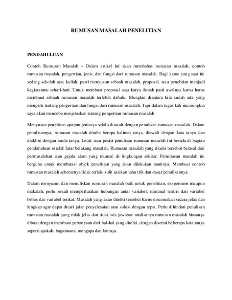 Contoh Rumusan Penelitian