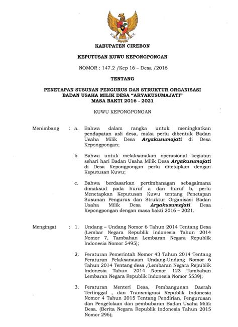 Contoh Sk Bumdes 2020