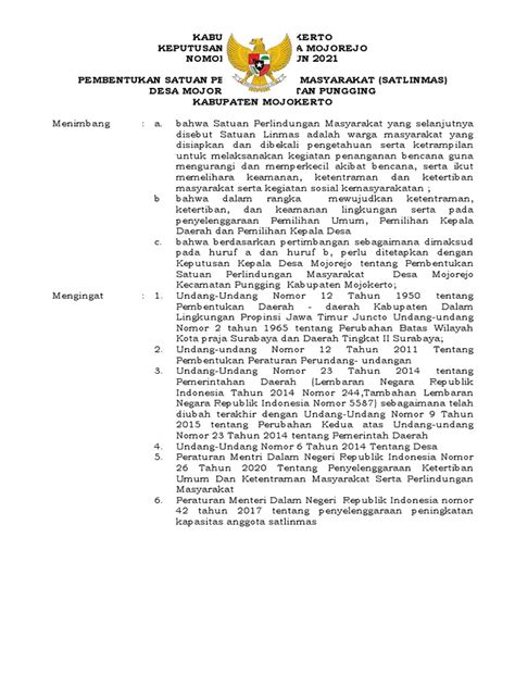 Contoh Sk Linmas Desa